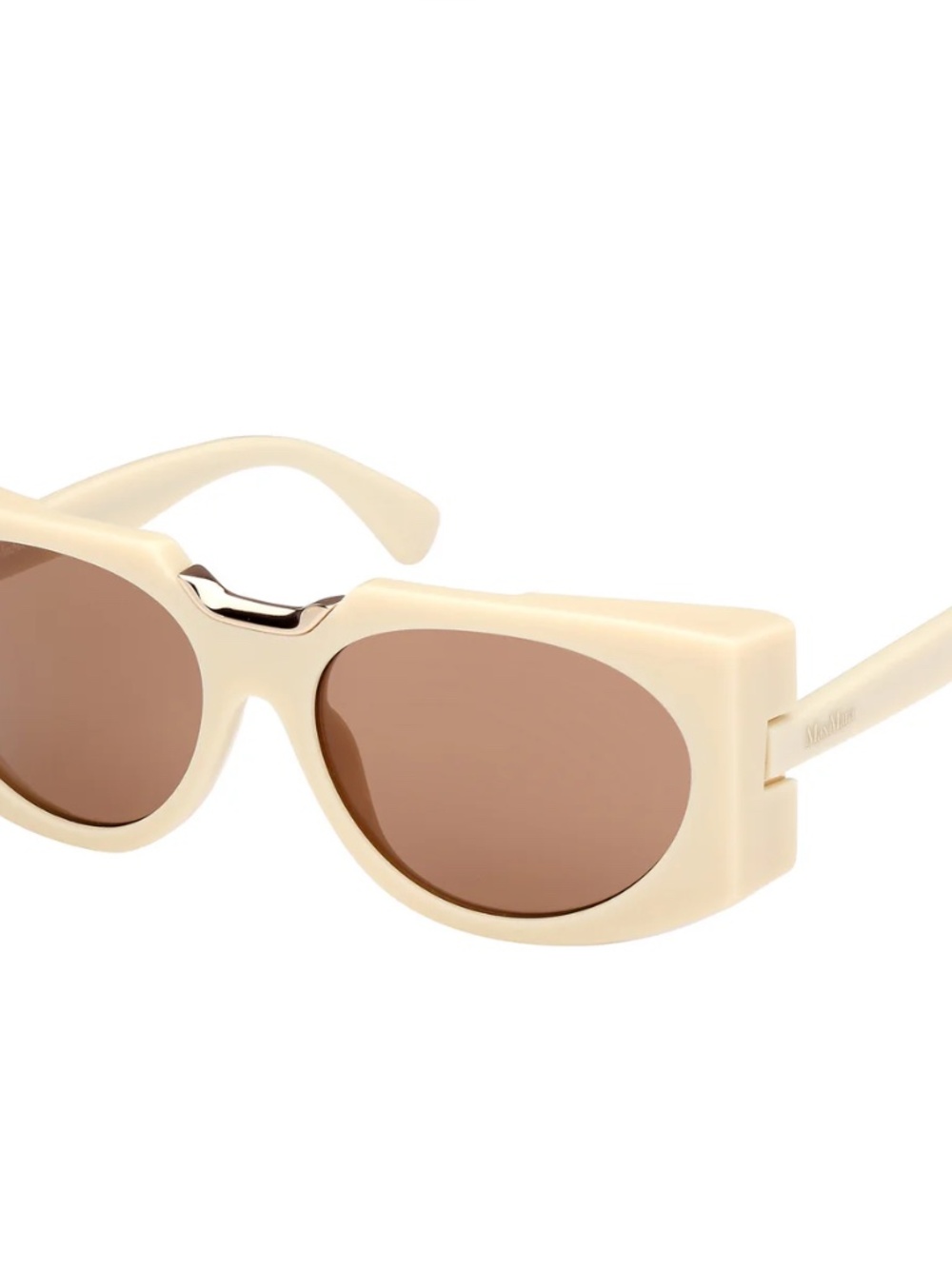 MAXMARA Oval Frame Sunglasses Shiny Ivory NWT